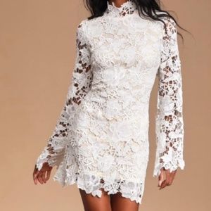 Lulus Lace Be Honest White Lace Long Sleeve Dress